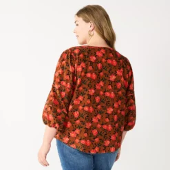Plus Size Sonoma Goods For Life® Notchneck Long Sleeve Top -Sonoma Style 5661416 ALT