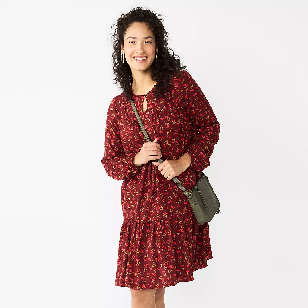 Petite Sonoma Goods For Life® Printed Long Sleeve Dress 1 Petite Sonoma Goods For Life® Printed Long Sleeve Dress