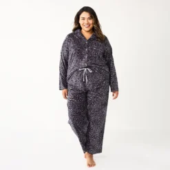 Plus Size Sonoma Goods For Life® Velour Pajama Shirt & Pajama Pants Sleep Set -Sonoma Style 5675146 ALT2