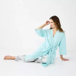 Women's Sonoma Goods For Life® Cloud Knit 3/4 Sleeve Robe -Sonoma Style 5780935 ALT2