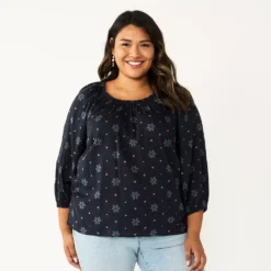 Plus Size Sonoma Goods For Life® Three Quarter Sleeve Top