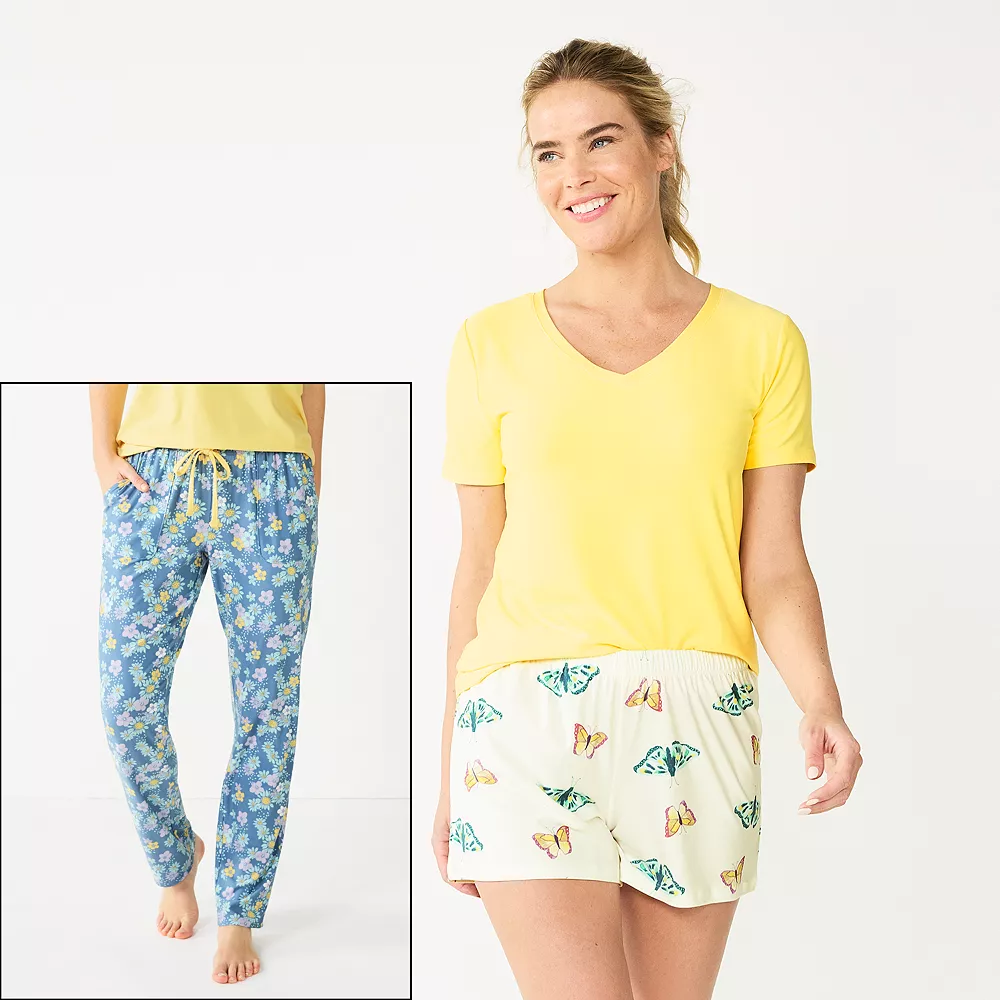 Petite Sonoma Goods For Life® 3-piece Pajama Top, Pajama Shorts & Pajama Pants Sleep Set