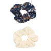 Sonoma Goods For Life® Cream Textured And Navy Floral Scrunchie Set