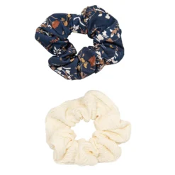 Sonoma Goods For Life® Cream Textured And Navy Floral Scrunchie Set